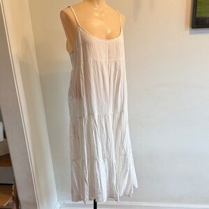 White Spaghetti Strap Midi Dress